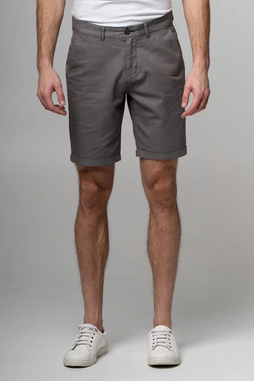 pamut len férfi rövidnadrág szürke színben