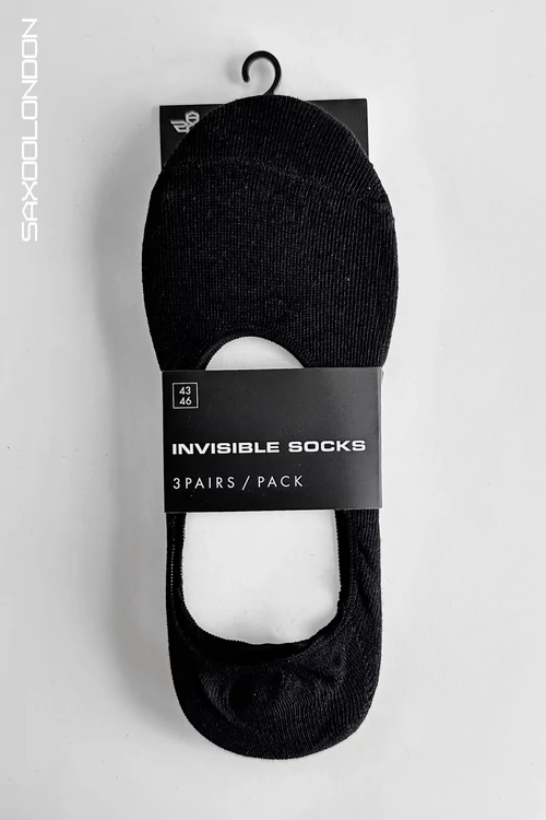INVISIBLE zokni (black) 3 pár