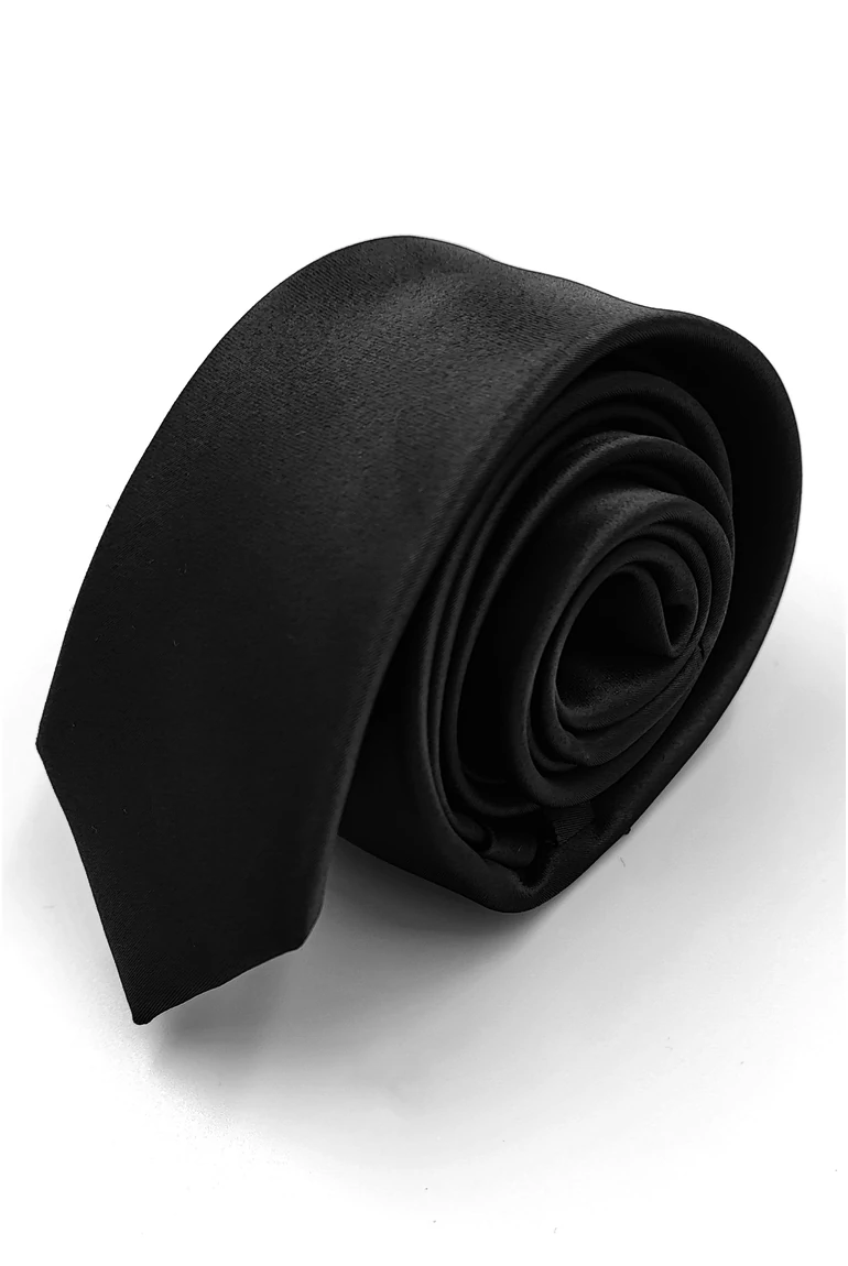 SATIN nyakkendő (black) slim L6