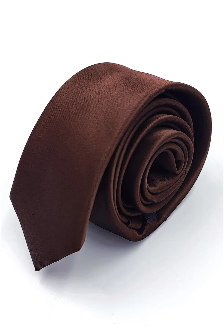 SATIN nyakkendő (brown) slim B23