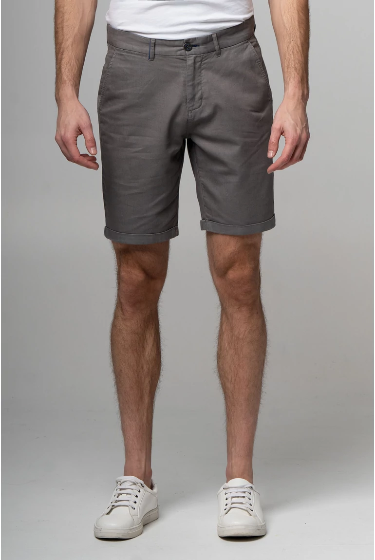 pamut len férfi rövidnadrág szürke színben